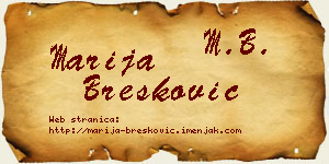 Marija Brešković vizit kartica